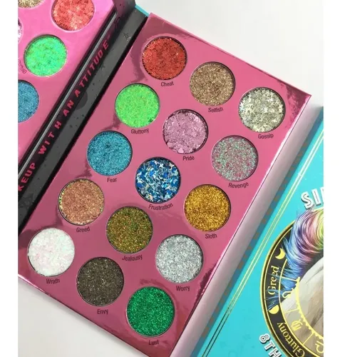 Paleta Sin Of Glittony 15 Glitters En Gel Rude Cosmetics
