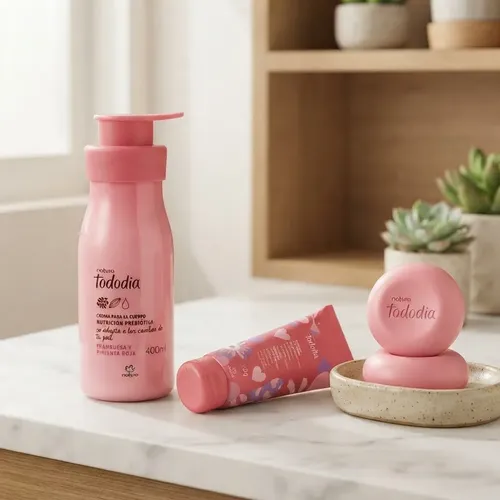 Natura. Kit Fram Y Pimienta Roja. Hidra+exfoliante+ Jabones