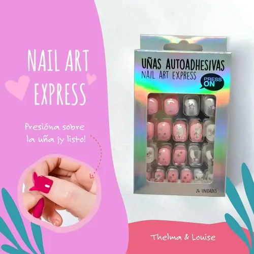 Uñas Autoadhesivas Press On Con Pegamento Reutilizables 30 Magia De Unicornio