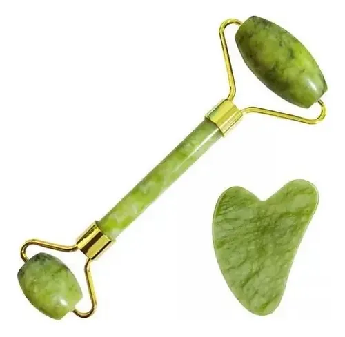 Jade Roller Y Piedra Gua Sha Masajeador Facial Set Original
