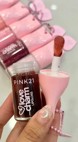 Lipgloss Labial Color Brillo C/ Llavero Love Charm Pink21