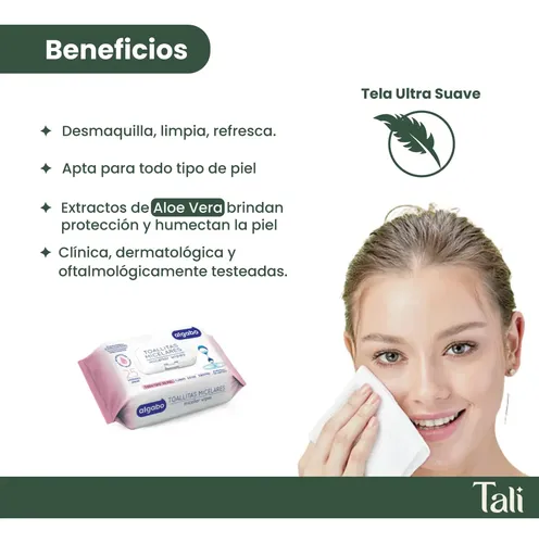 Toallitas Desmaquillantes Agua Micelar Skincare Algabo