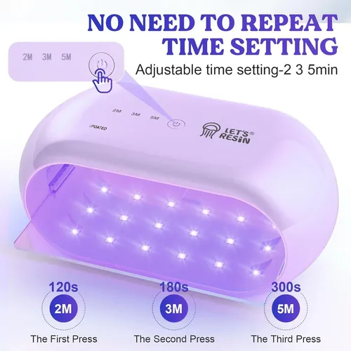 Lámpara Uv Let’s Resin 36 Leds Doble Cabeza 2 En 1 Púrpura