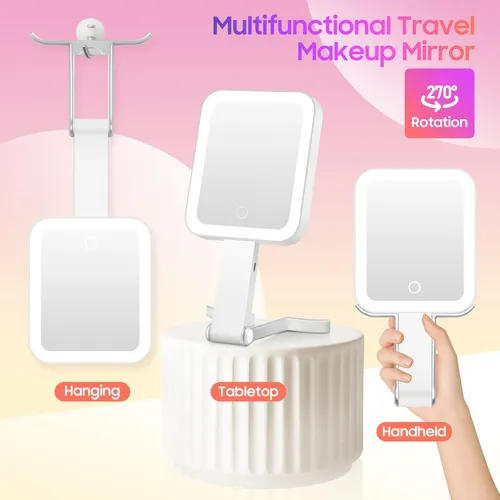 Espejo De Viaje Con Aumento Gomipuru 30x/1x Con Luz 3 Colore