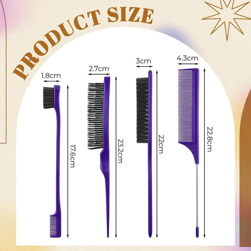 Set Cepillos Peinar Cabello Bristle Yiyiring Morado