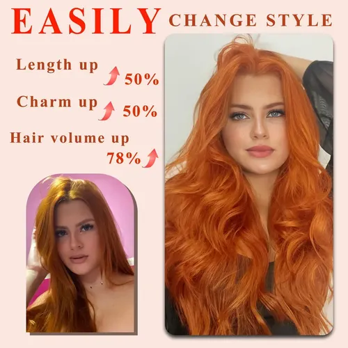Extensiones Cabello Ondulado Sintetico 50cm 4 Ginger Orange