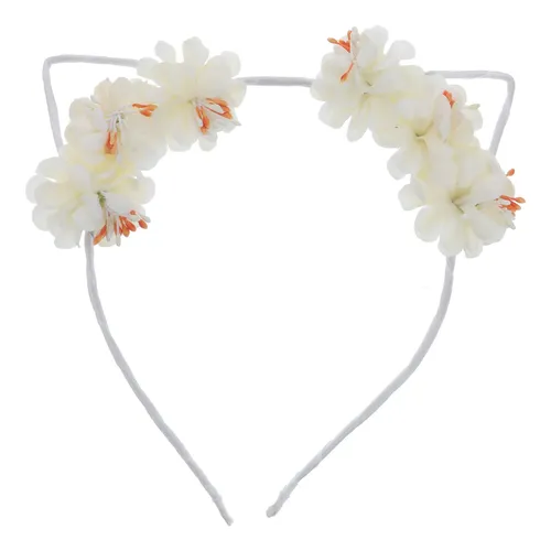 Diadema Con Flores Artificiales, Orejas De Gato, Accesorios