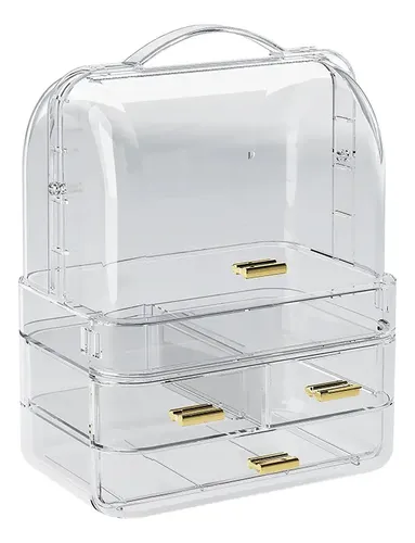 Caja De Maquillaje Transparente Con Estante Organizador,