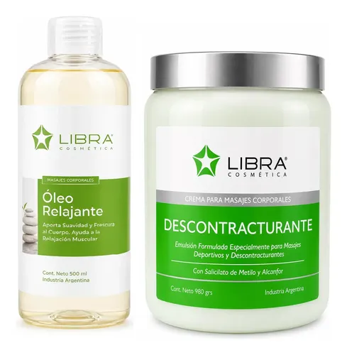 Crema Descontracturante 980g Y Oleo Relajante 500 Ml – Libra Fragancia Mentolado