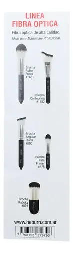 Heburn Pincel Brocha Angular Plana Línea Fibra Óptica Cod890 Color Negro