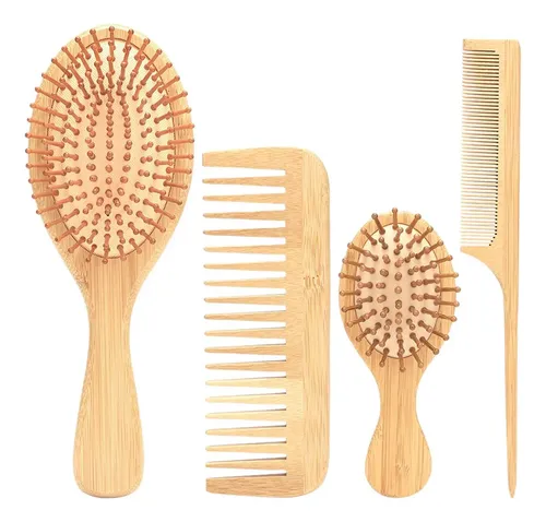 Set De 4 Cepillos Y Peines Desenredantes Para Cabello