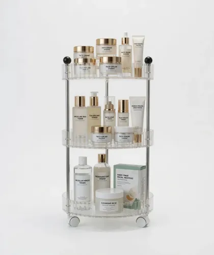 Organizador Maquillaje Porta Cosmetico 3 Niveles Ruedas Transparente