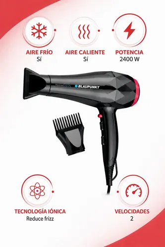 Secador Pelo Cabello Blaupunkt Diamond Salon 2400w Negro