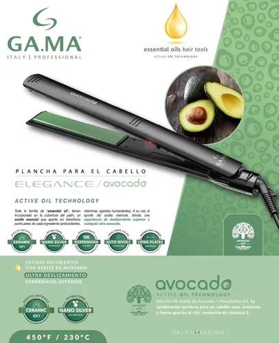 Planchita De Pelo Gama Avocado Elegance Active Essential Oil
