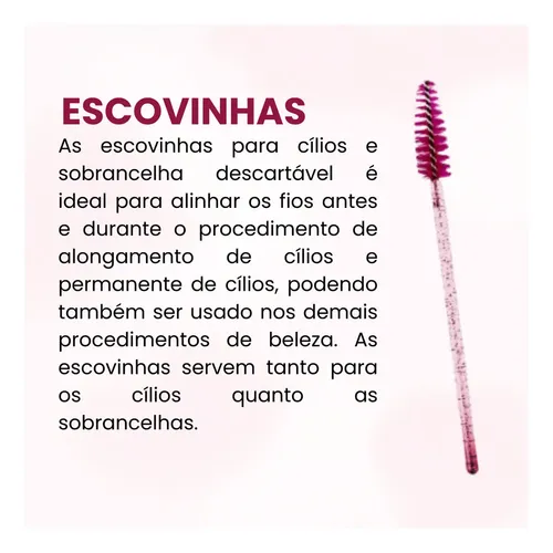 Pack de 50 Cepillos Desechables para Pestañas y Cejas Rosa con Brillo
