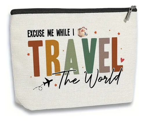 Bolsa De Maquillaje De Lona Con Cita De Viaje Para Mujer Bb557