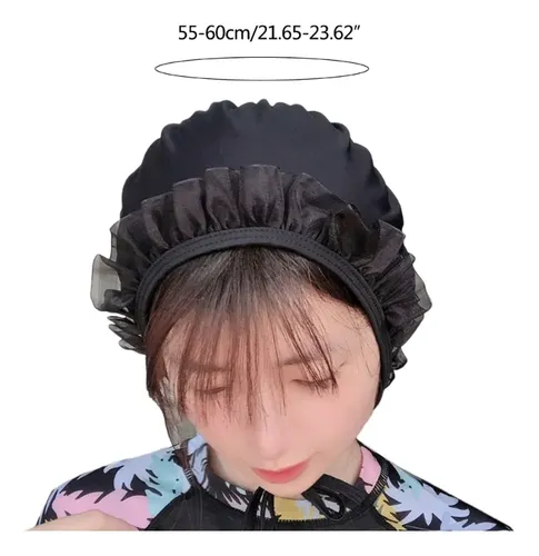 Gorro De Baño De Encaje Blanco Para Mujer, Impermeable