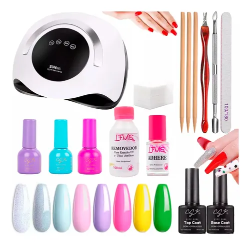 Kit Uñas Manicura Semipermanente Cabina Uv Led 120w Gel