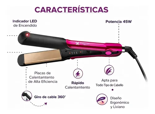 Plancha Planchita De Pelo Profesional Exxtra Tech 45w Cerami