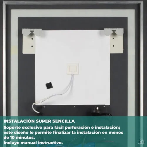 Espejo Redondo Baño 60cm Luz Led Circular Borde Pulido