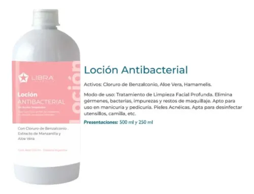2 Locion Antibacterial 500gr. – Libra Cosmetica Fragancia Suave