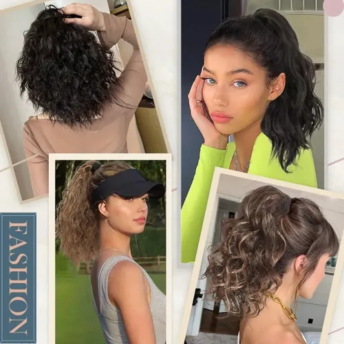 12 Extensiones De Cabello Rizado En Clip Para Coleta