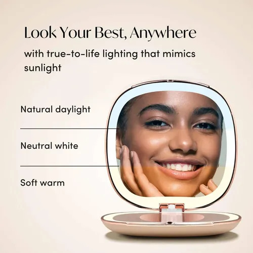 Espejo De Maquillaje Fancii Mila 2 Con Luz Led Compacto Crema