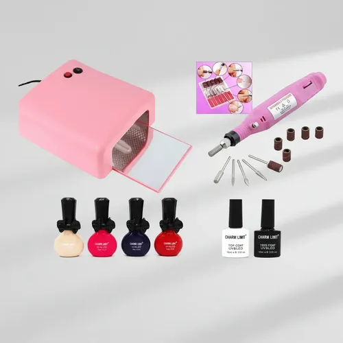 Kit Cabina Uv. Uñas Gelificadas. Con Torno Y Esmaltes.
