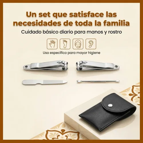 Kit De Manicura 4 En 1 Acero Al Carbono Estuche Portatil U