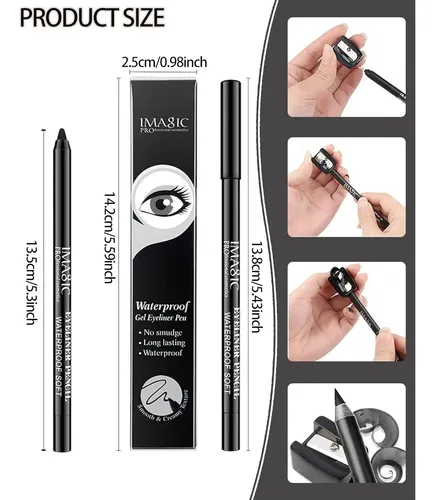 Set De 3 Lápices Delineador De Ojos Gel Negro Mate Lysdefeu