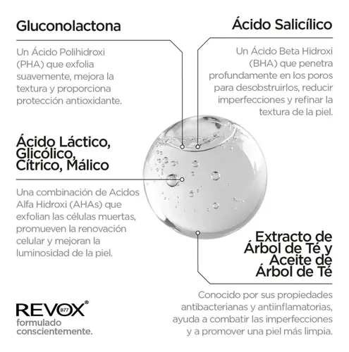 Revox B77 Zitcare Aha- Bha- Pha Limpiador + Tónico 250ml Todo Tipo De Piel Noche
