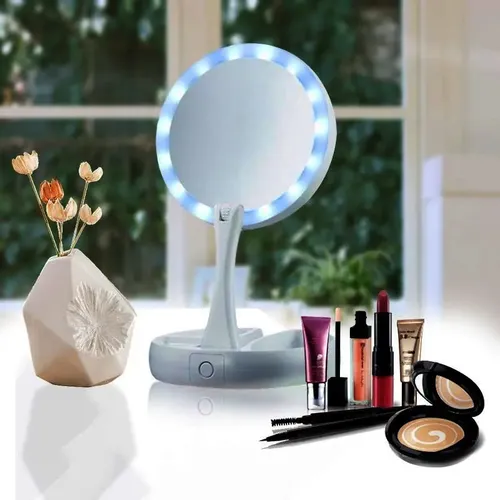 Espejo Doble Plegable Con Luz Led Maquillaje My Foldaway
