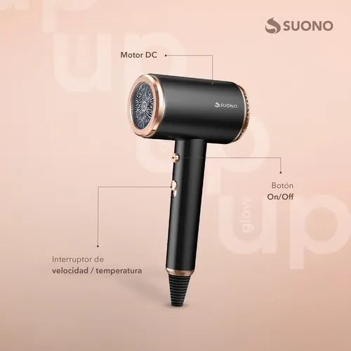 Secador De Pelo Suono Pro Glow Up Con Función Frío Color Negro