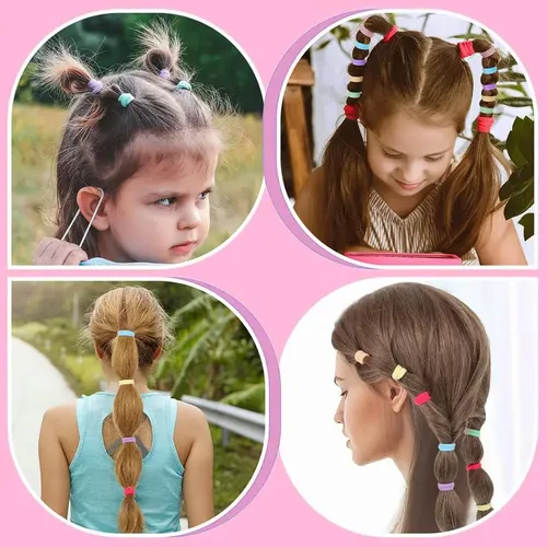 Xh 700 Gomas Para Cabello Donut Multicolor Niñas Coral Claro Sólido