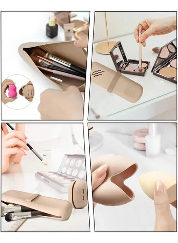 2 Estuches Brochas Maquillaje Silicona Compacto Viajes