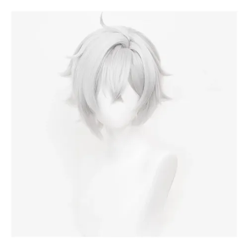 Cosplay Wig Wig Disfraz De Anime Cabello Corto Cabello Liso Blanco