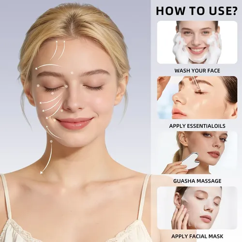 Guasha Facial Metal Para Rostro Y Cuerpo Con Estuche