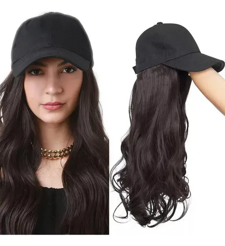 Jf 2025 . Peluca Artificial Con Visera For Mujer, Pelo Largo