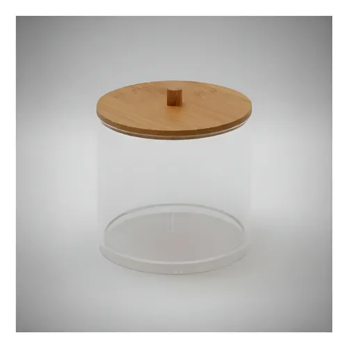 Organizador Con Tapa Vgo Contenedor Mediano Acrílico Y Bambu