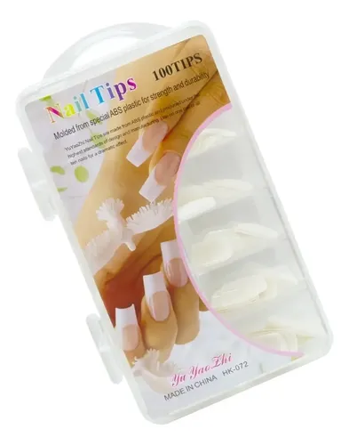 Nail Tips Uñas Postizas Naturales Blancas Manicuria Hk-072