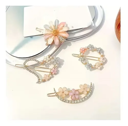 4 Piezas De Horquillas Para El Cabello Con Pétalos De Flores