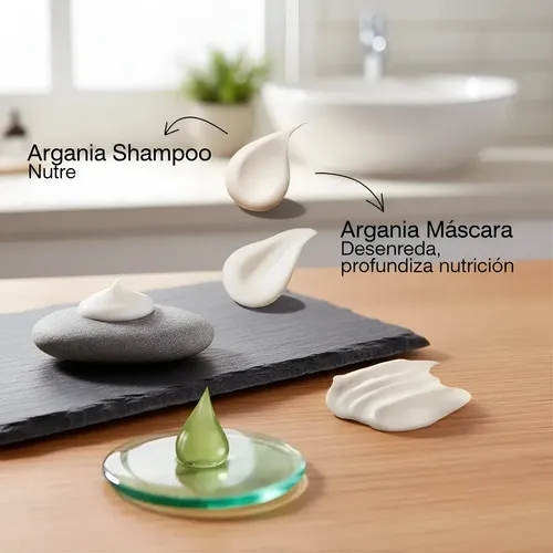 Shampoo a base Argán, Nutrición total para cabellos resecos, restaura el equilibrio natural y sella cutículas, producto profesional de Salon de Belleza x 500Mls ARGANIA de LineUp
