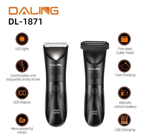 Corta Pelo 2 En 1 Corporal Barba Cabello Recargable Display