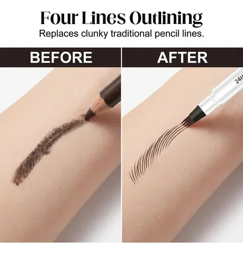 Lápiz De Cejas Microblading 4 Puntas 2026 Marrón Oscuro