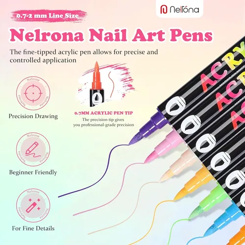 Set 24 Marcadores Para Uñas 3d Secado Rápido Colores