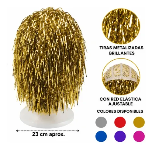 Peluca Metalizada Varios Colores Cotillon Carioca X1u
