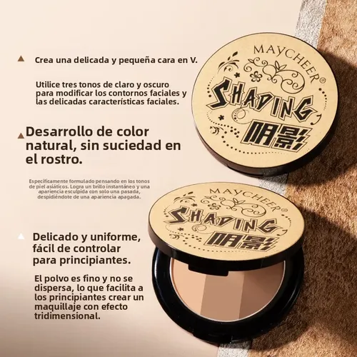 Maycheer Paleta 3 Contorno Sombra Nariz Iluminador Larga Dur