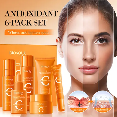Kit Skincare Facial 6 Piezas Vitamina C Acido Con Hialuronico Bioaqua