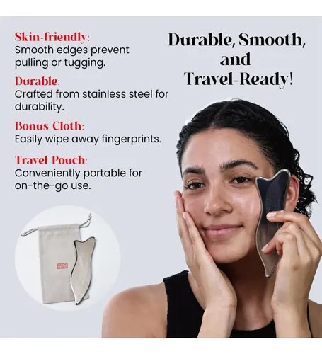 Gua Sha Facial Rena Chris Acero Inoxidable Plata