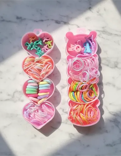 Set Box Infantil Con Colitas Y Hebillas De Pelo Para Nenas